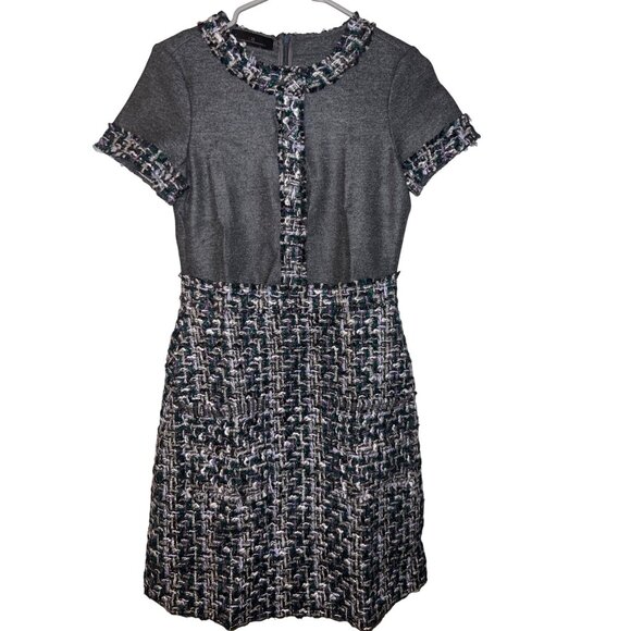 Carolina Herrera Wool Blend Tweed & Knit Dress Size 4 – Classic & Elegant - Picture 5 of 15